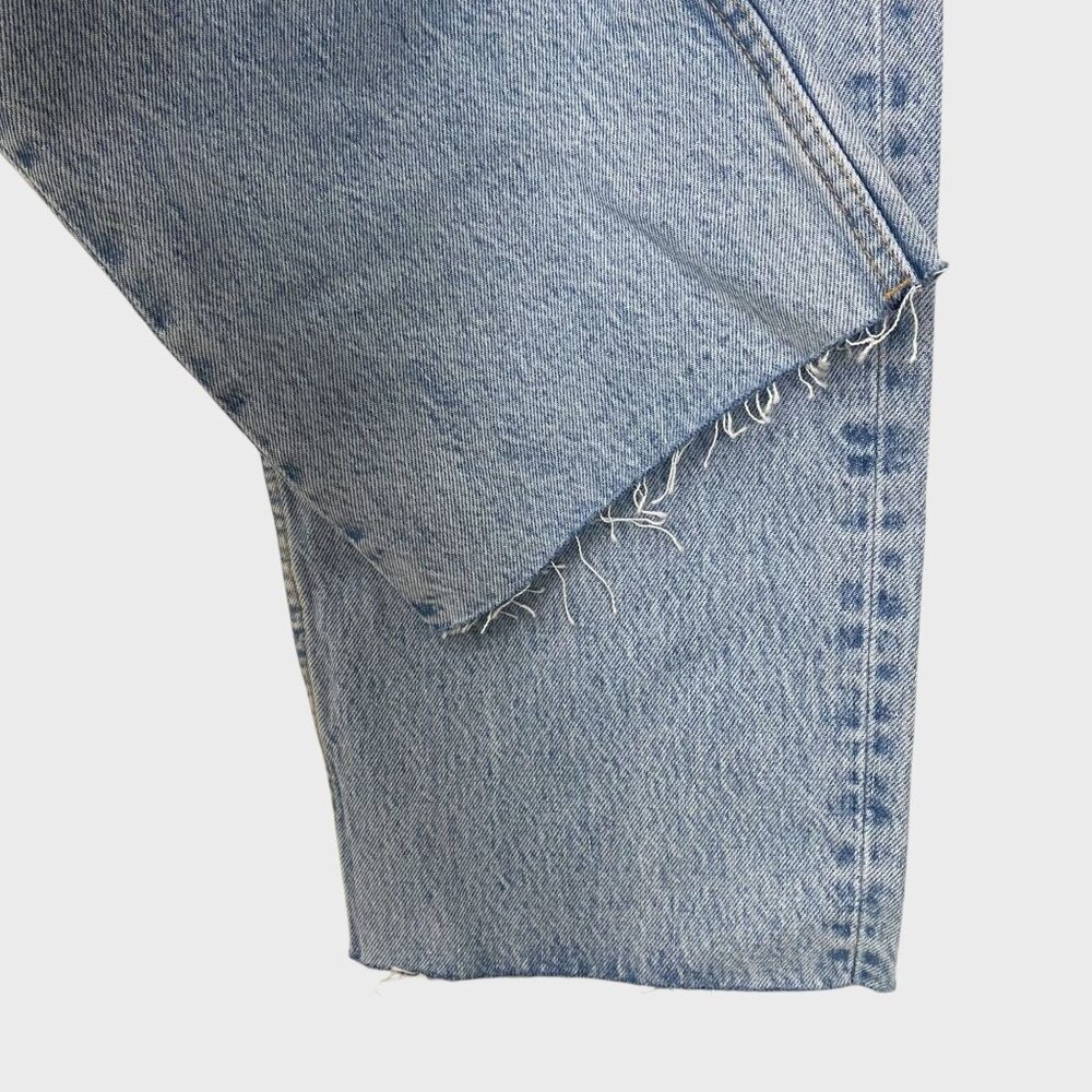 Zara High-Waisted Denim Ankle Jeans Blue Womens Size 12 Straight-Leg Raw-Hem New - Picture 7 of 14